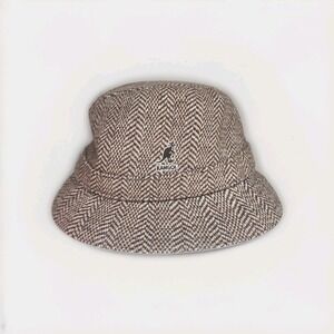 Kangol Cap Hat Men L Brown Wool Herringbone Gaffer Trilby Fedora Gangster Cabbie